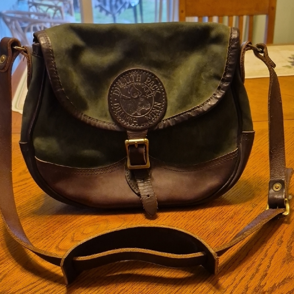 Vintage Duluth Minn Green and Brown Crossbody Bag with Adjustable Strap - Picture 1 of 9